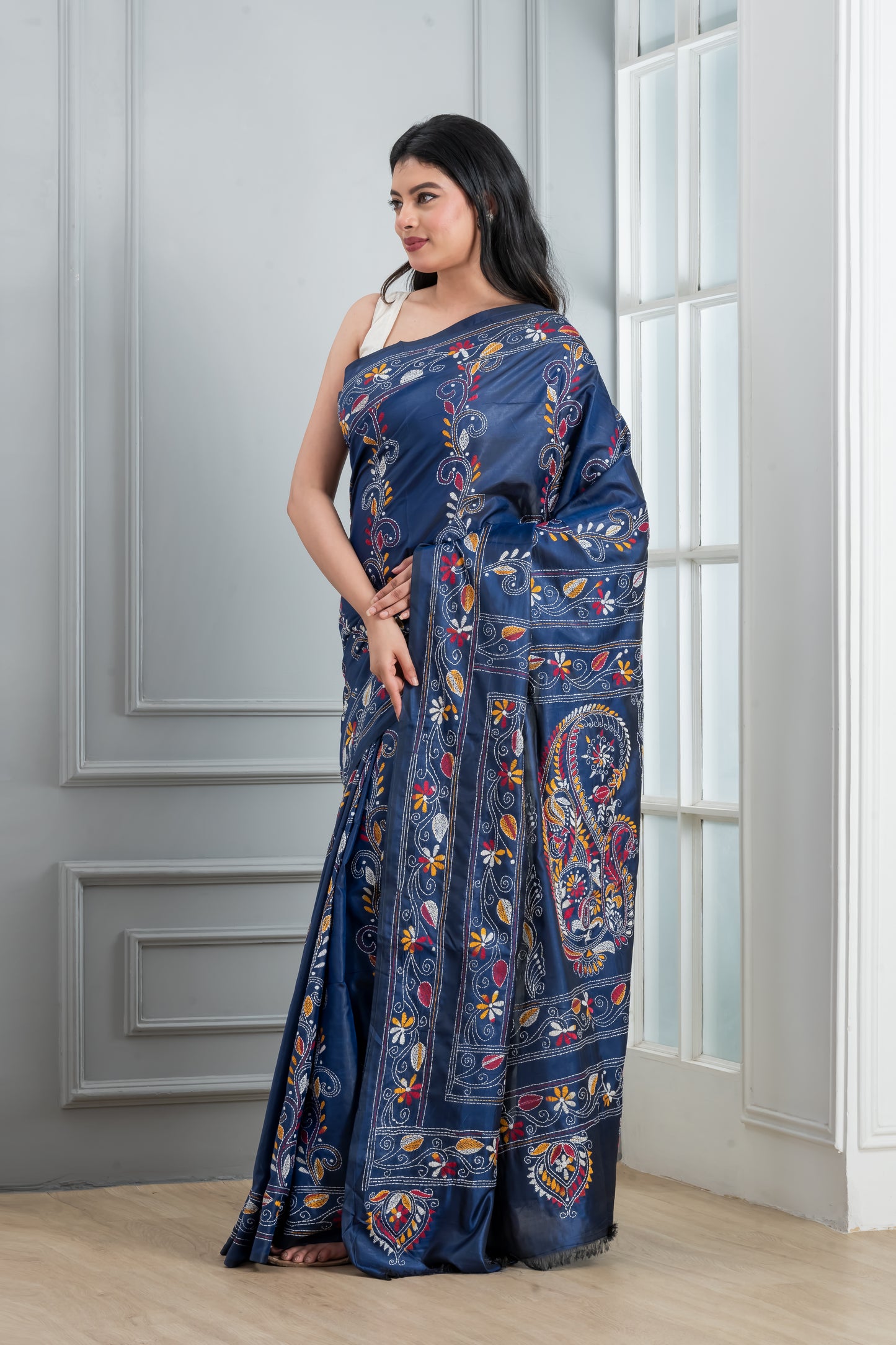 Hand Kantha Stitch Saree