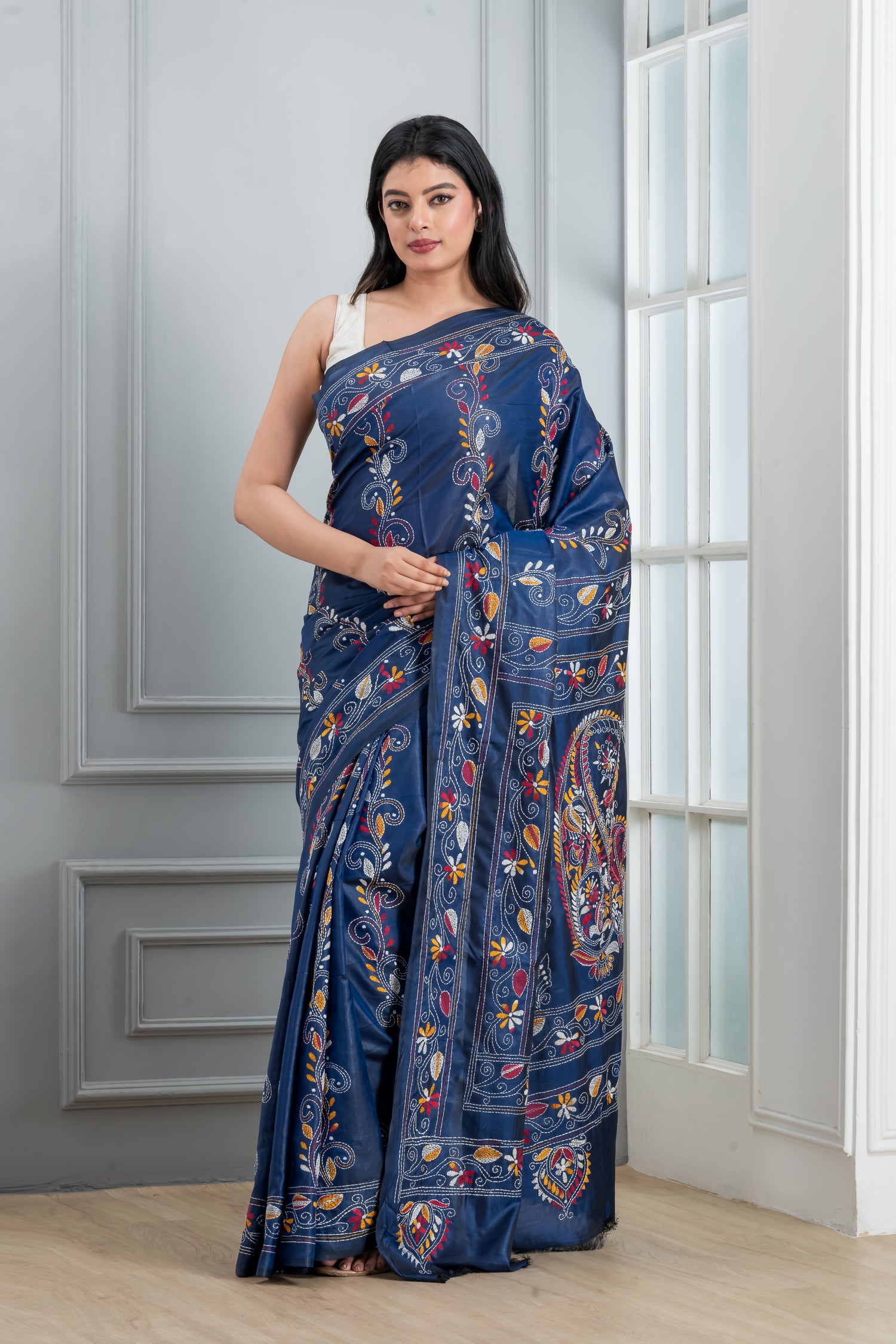 Hand Kantha Stitch Saree