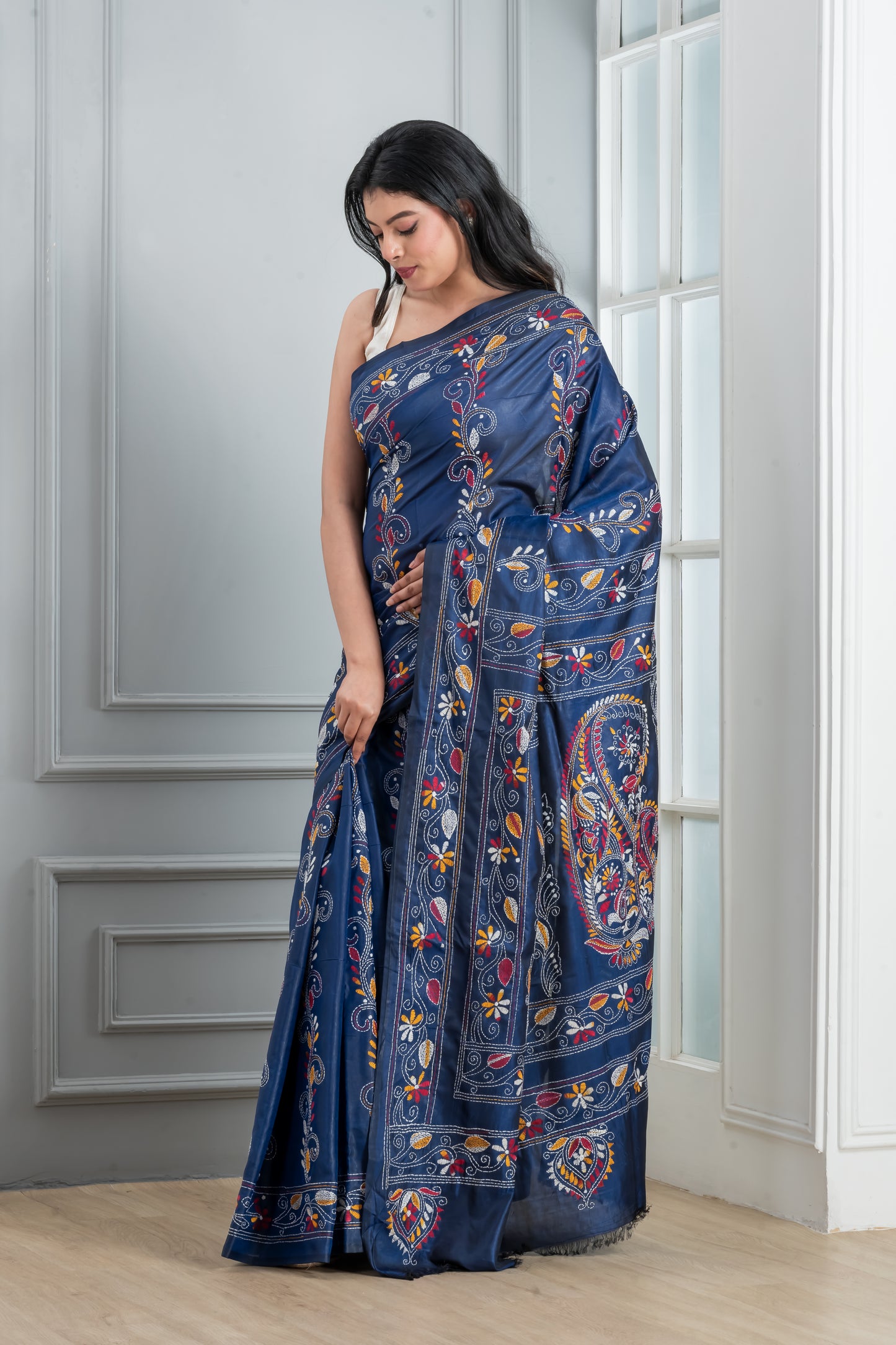 Hand Kantha Stitch Saree