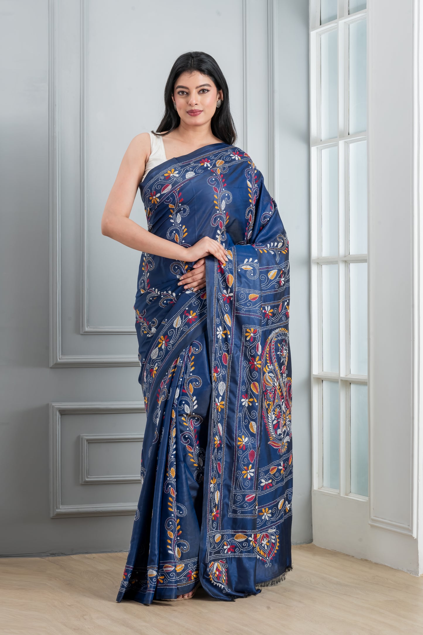 Hand Kantha Stitch Saree