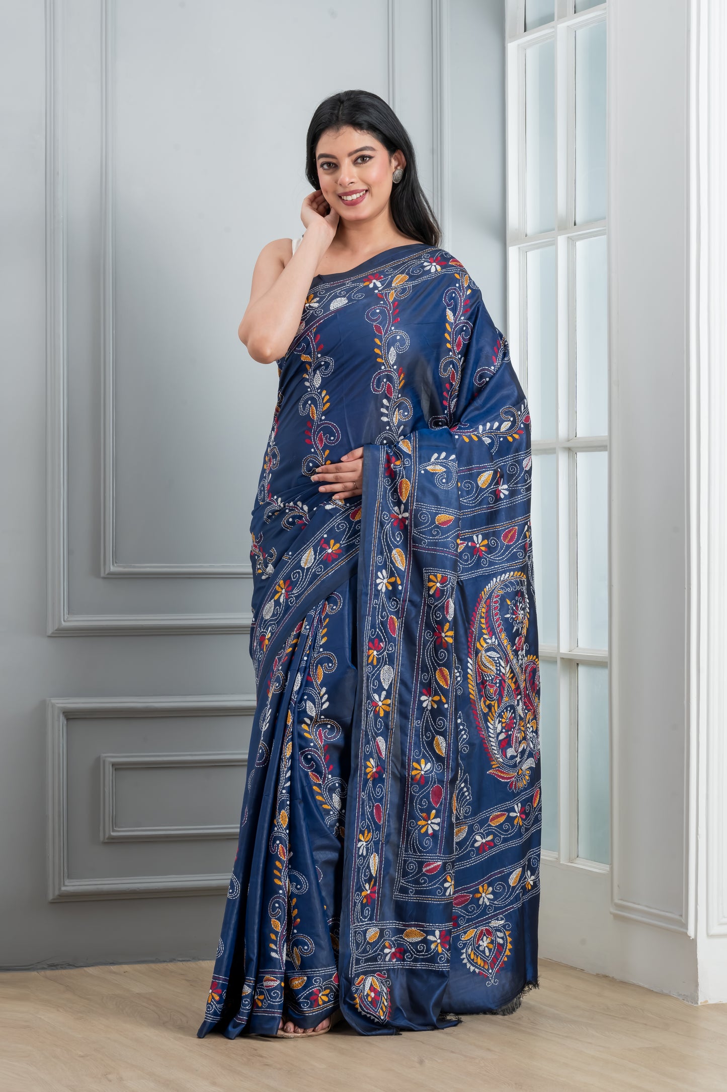Hand Kantha Stitch Saree