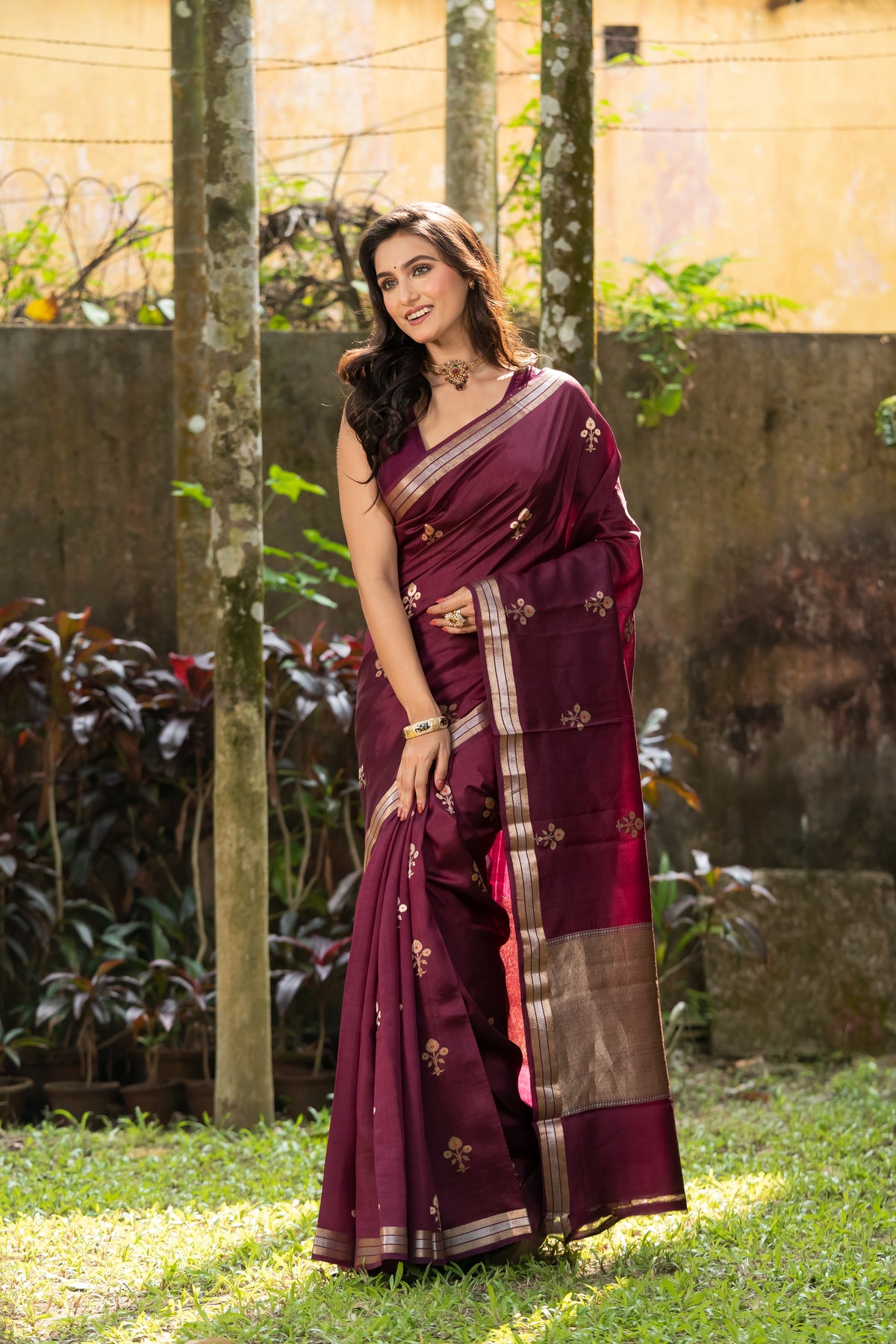 Pakhna Pure Mango Silk Minakari Banarasi Saree