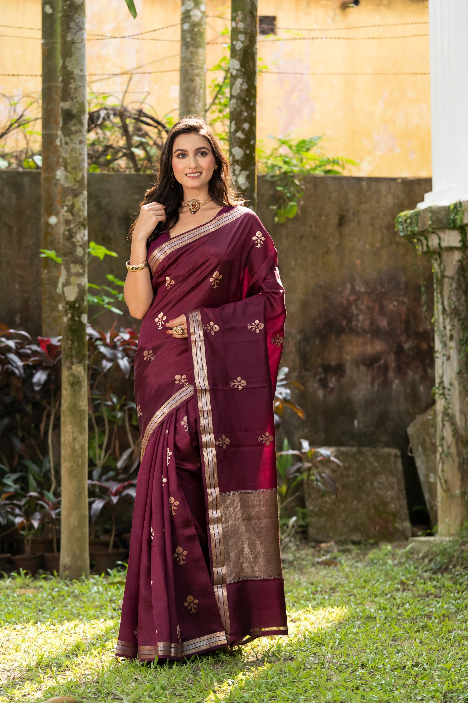 Pakhna Pure Mango Silk Minakari Banarasi Saree
