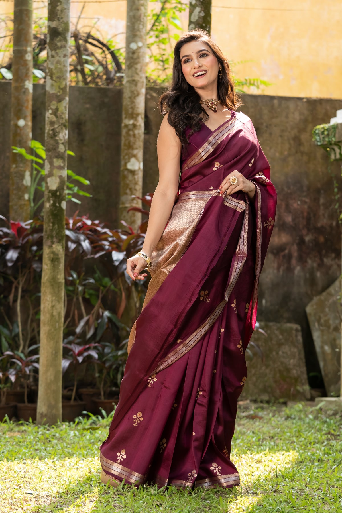 Pakhna Pure Mango Silk Minakari Banarasi Saree