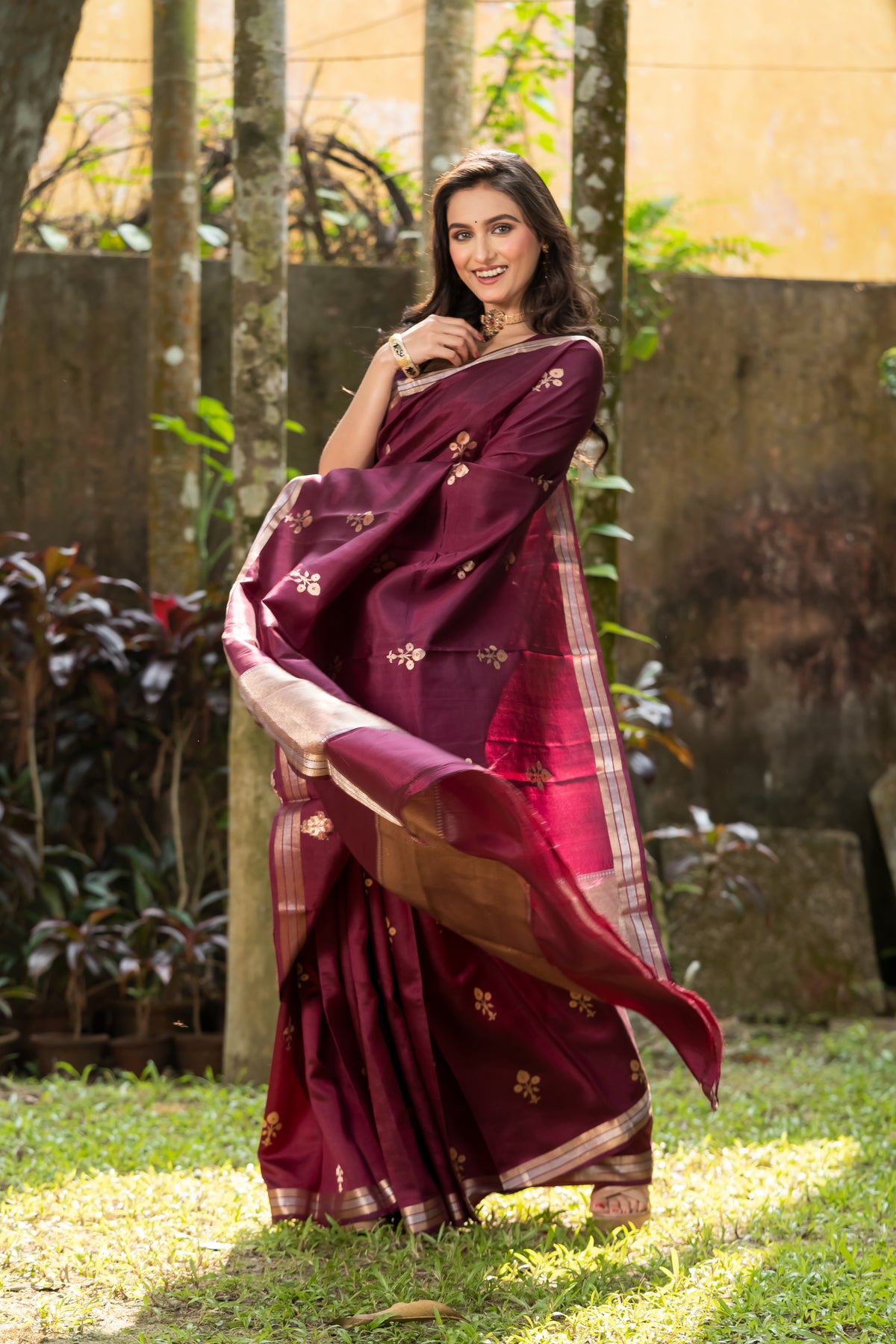Pakhna Pure Mango Silk Minakari Banarasi Saree