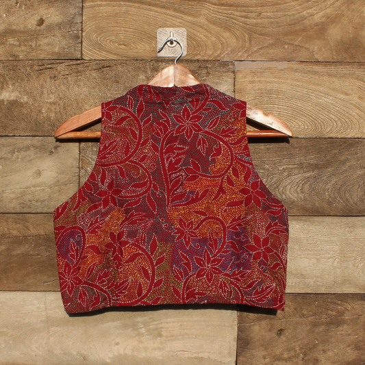Red hand Kantha Blouse