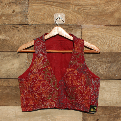 Red hand Kantha Blouse