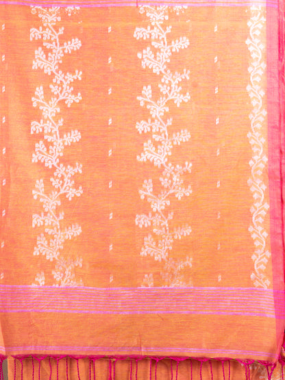 Orange Phulia Cotton Saree