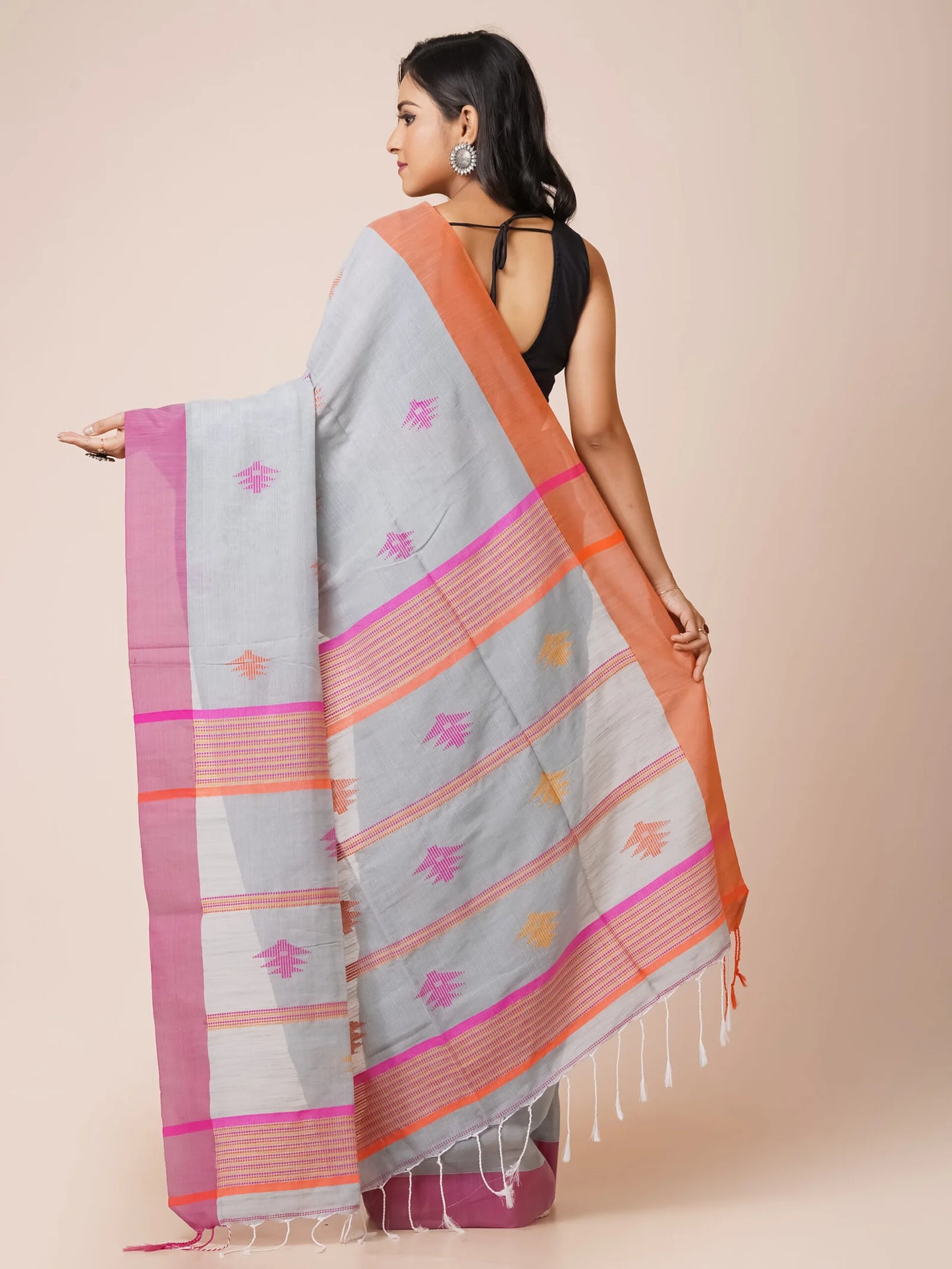GREY COTTON SAREE