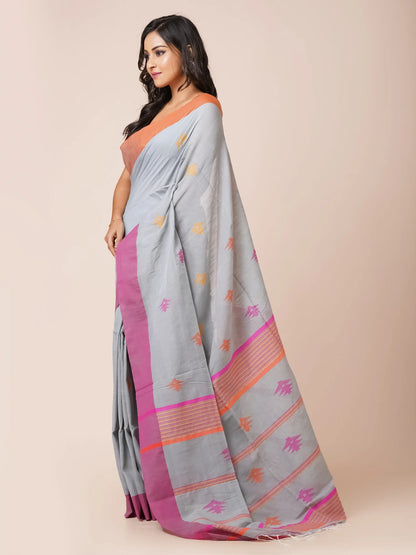 GREY COTTON SAREE
