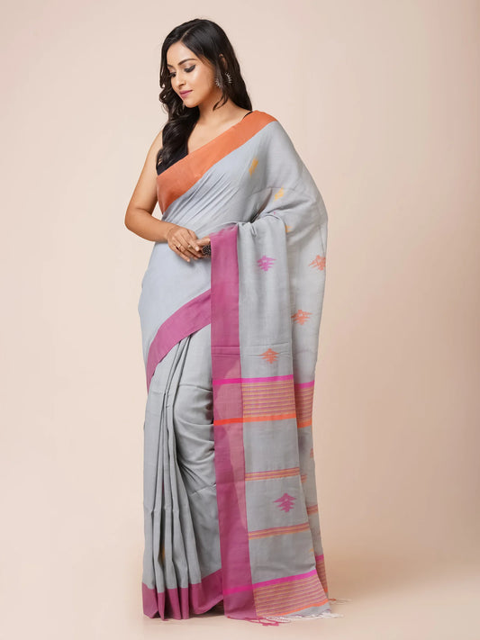 GREY COTTON SAREE
