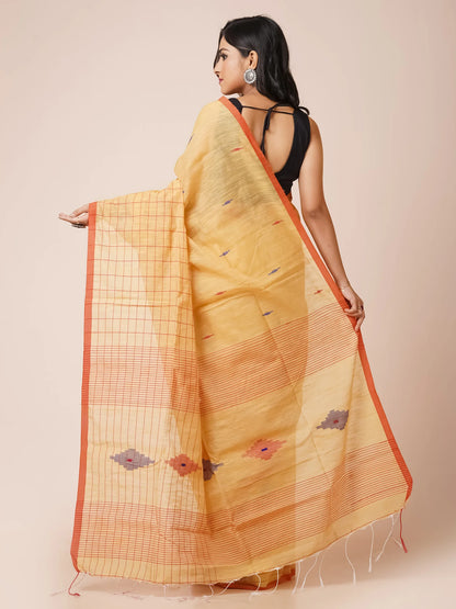 MERIGOLD SLUB COTTON JAMDANI SAREE