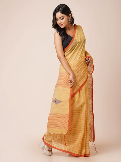MERIGOLD SLUB COTTON JAMDANI SAREE