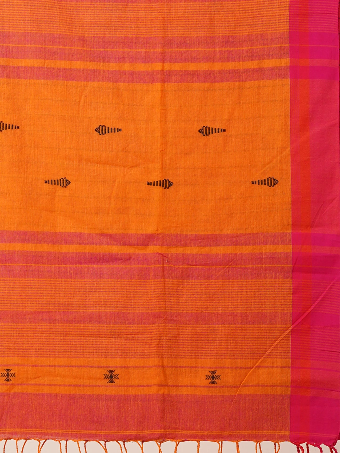 SAFFRON SUNSET PURE KHADI COTTON SAREE
