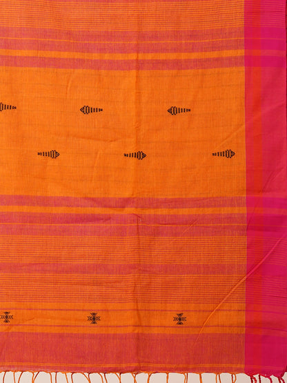 SAFFRON SUNSET PURE KHADI COTTON SAREE