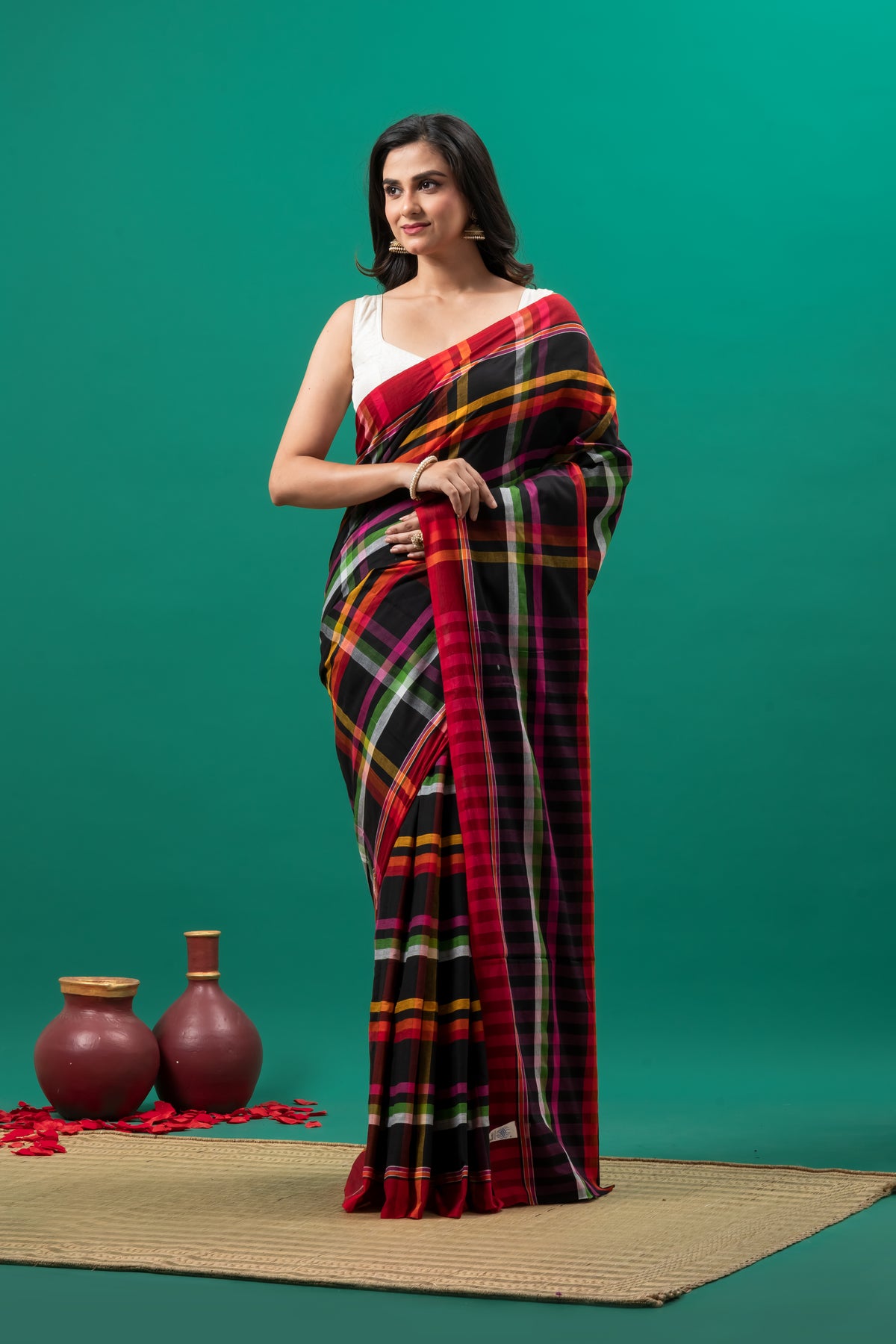 Ramdhanu colour pure cotton saree