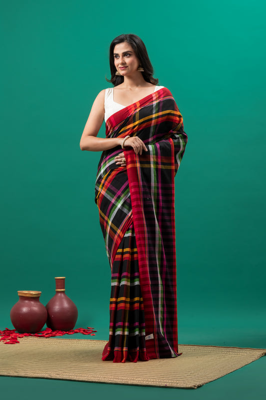 Ramdhanu colour pure cotton saree