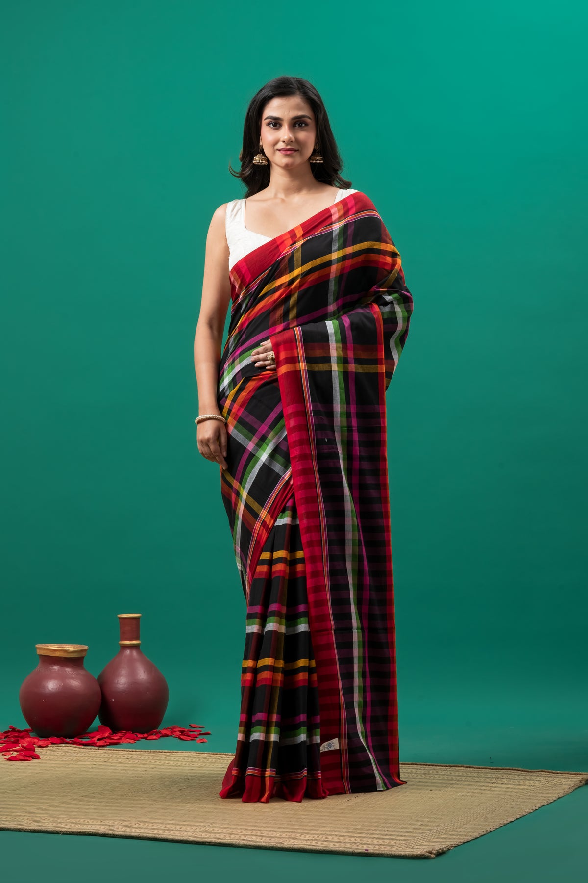 Ramdhanu colour pure cotton saree