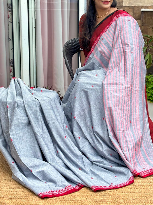 Pure Cotton Dhonekhali Handwoven Saree