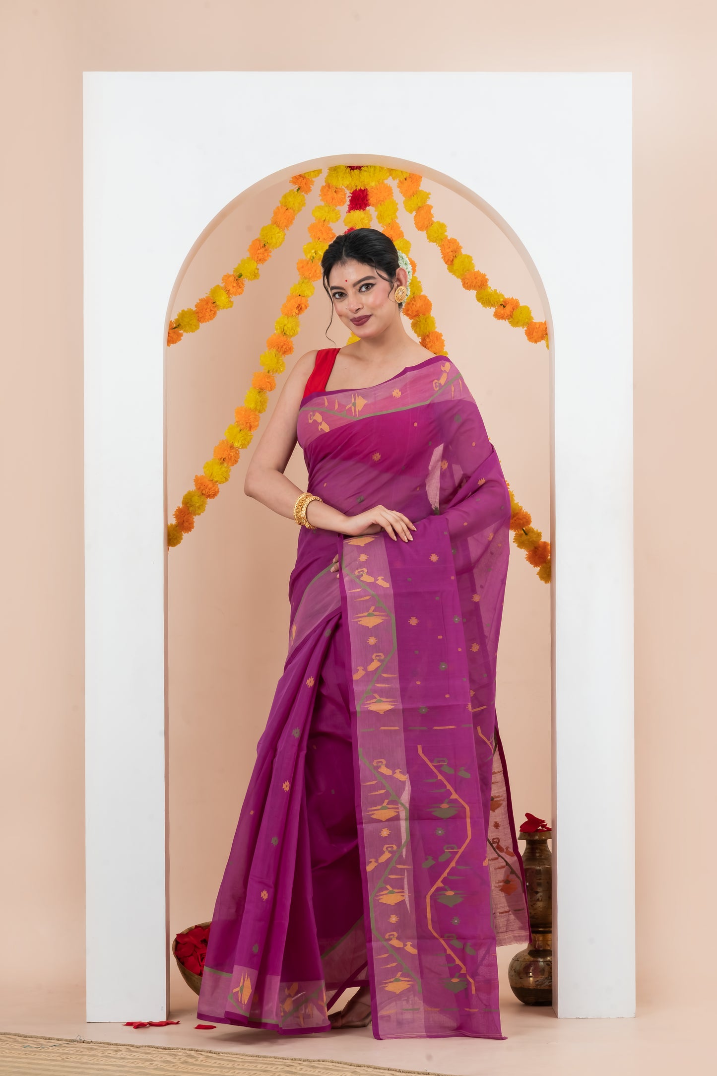 Pure Cotton  Jamdani Saree