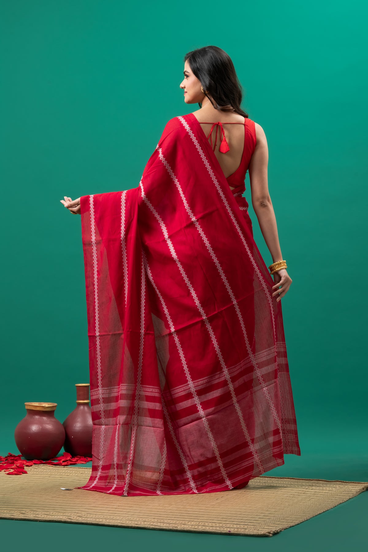 Pure Cotton Handwoven Dhonekhali Saree