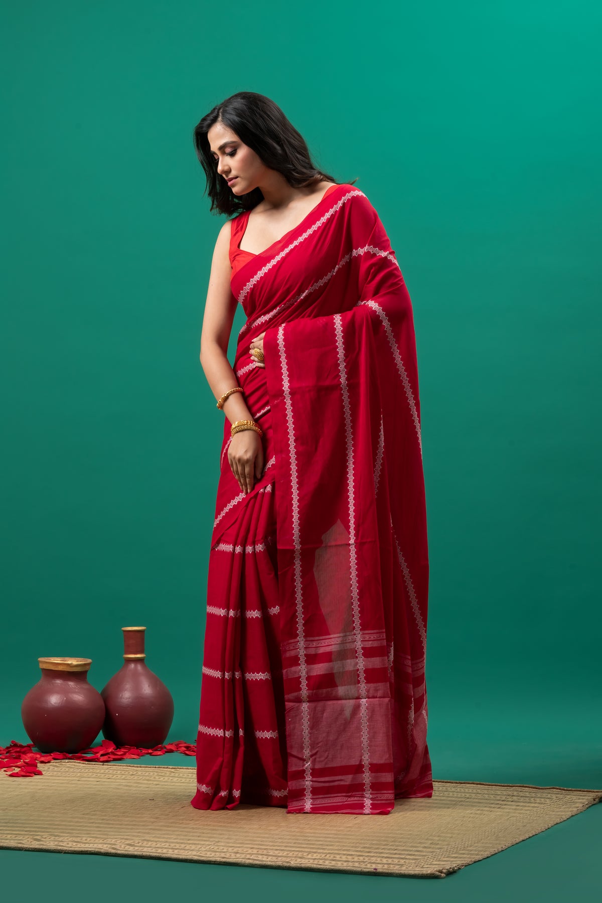 Pure Cotton Handwoven Dhonekhali Saree