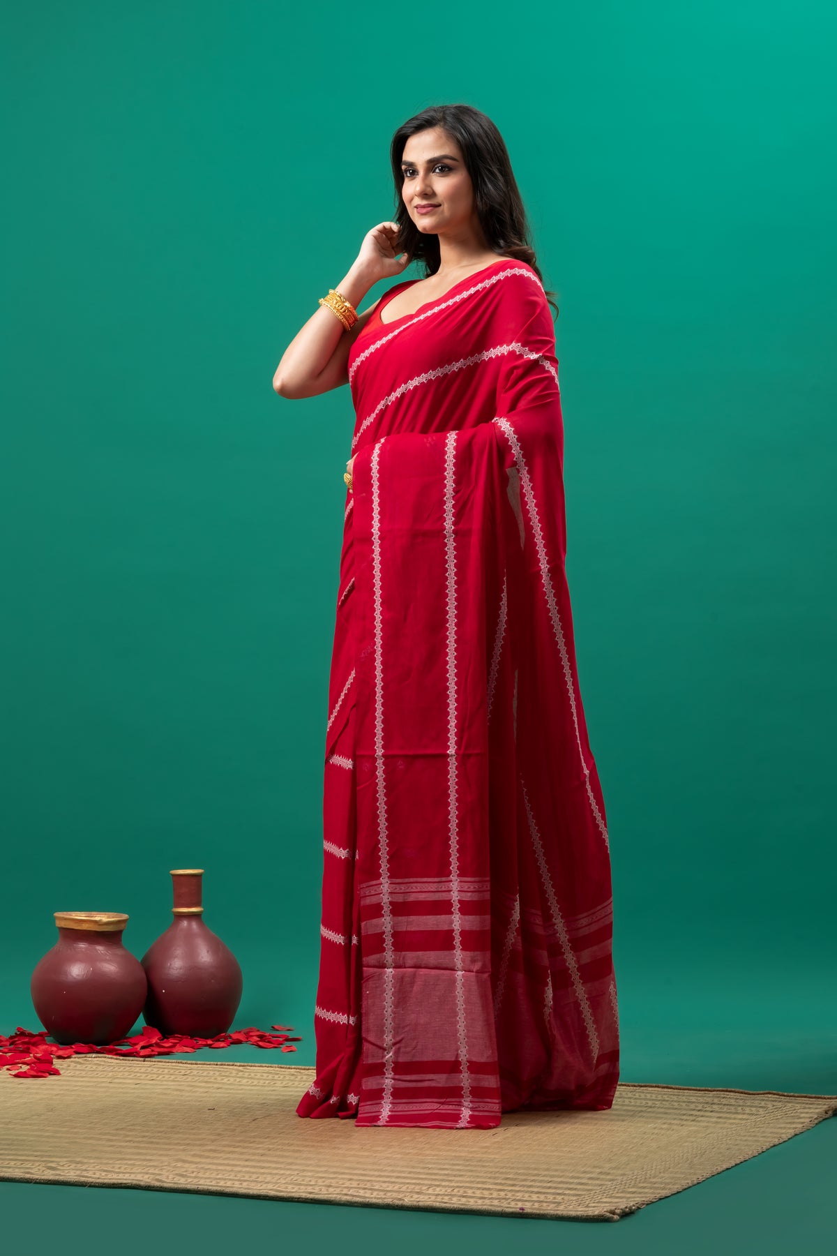 Pure Cotton Handwoven Dhonekhali Saree