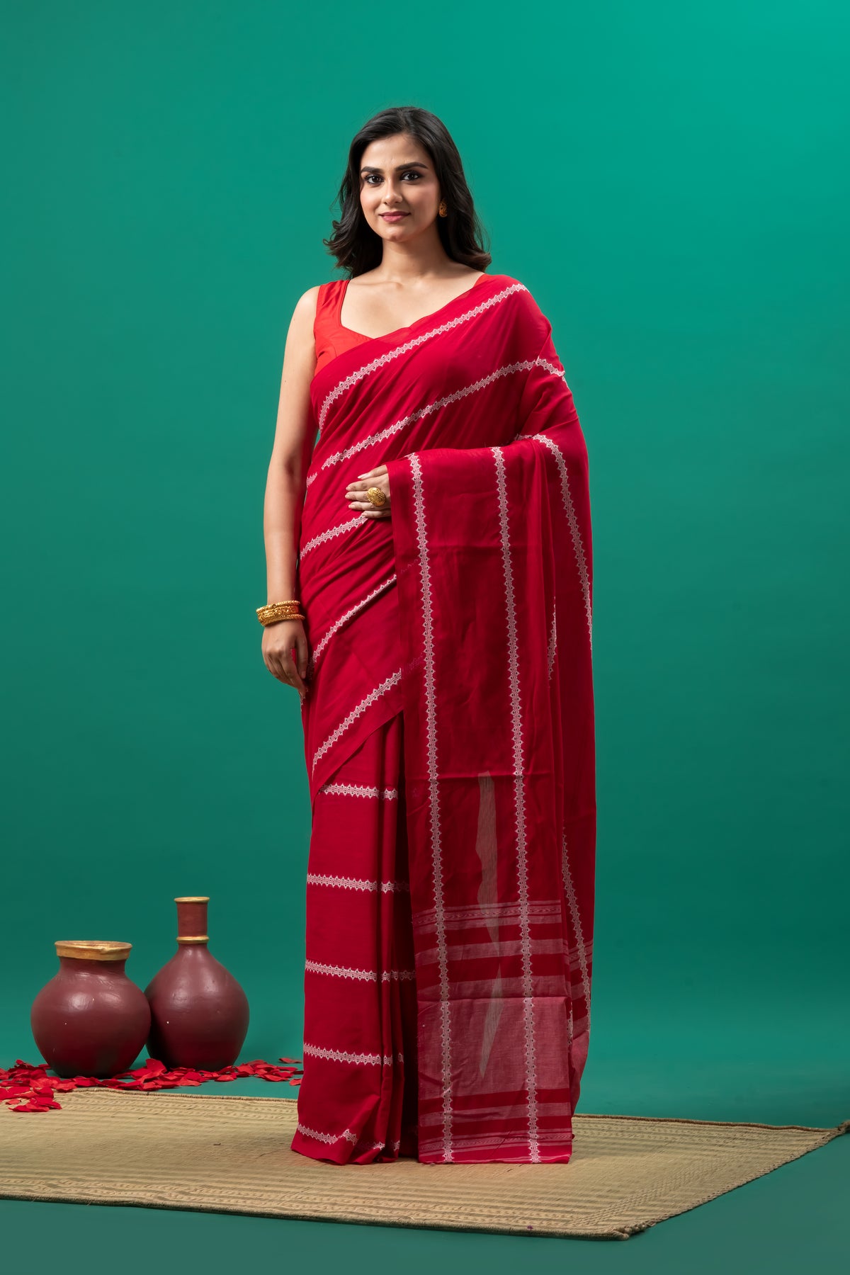 Pure Cotton Handwoven Dhonekhali Saree