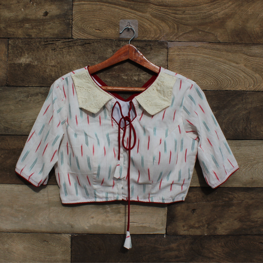 White ikkat Blouse