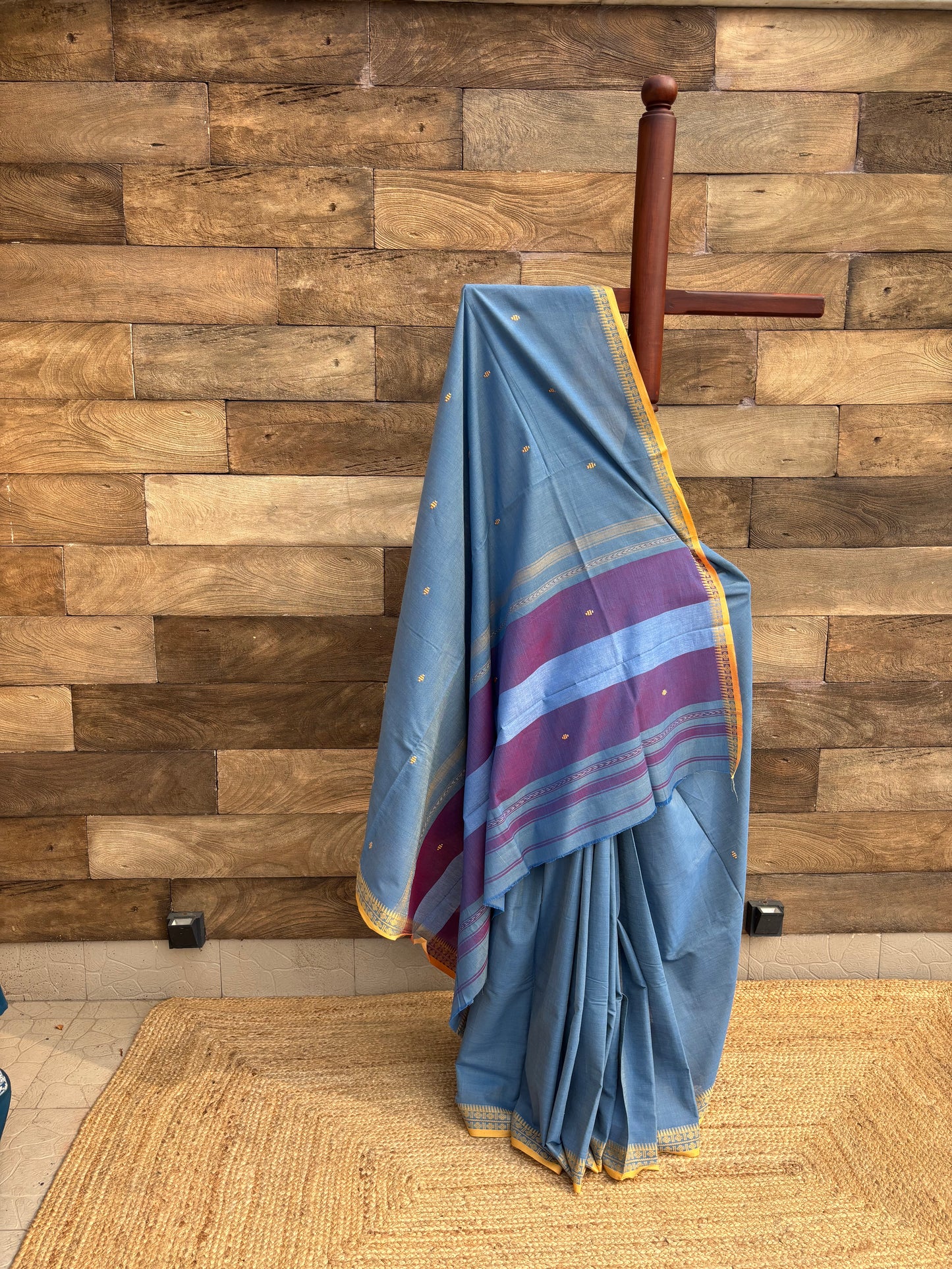 Blue Dhanekhali Cotton Saree