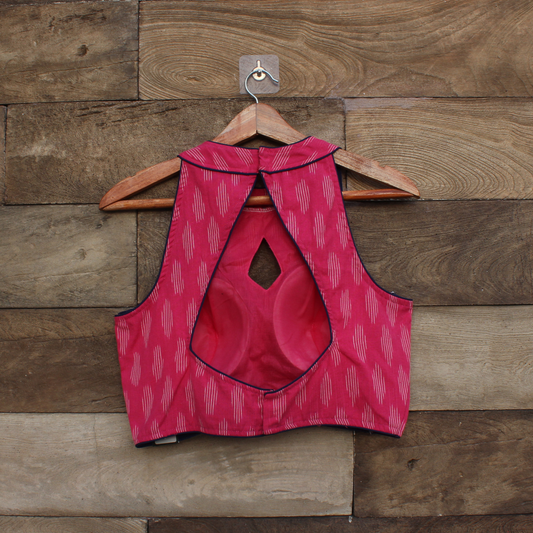 Pink halter ikkat blouse