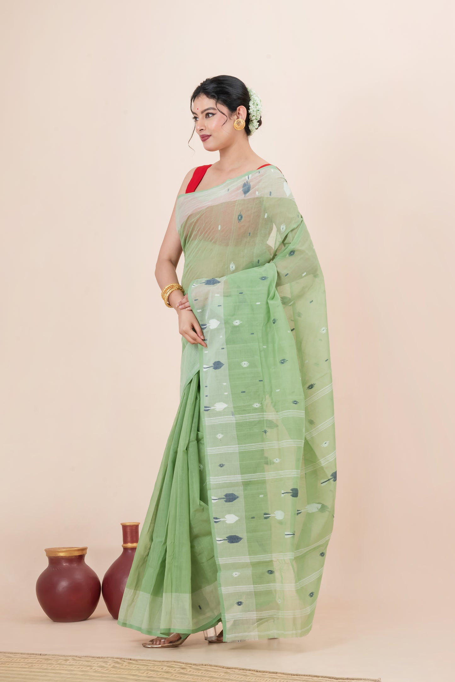 Light Green  Jamd  Saree
