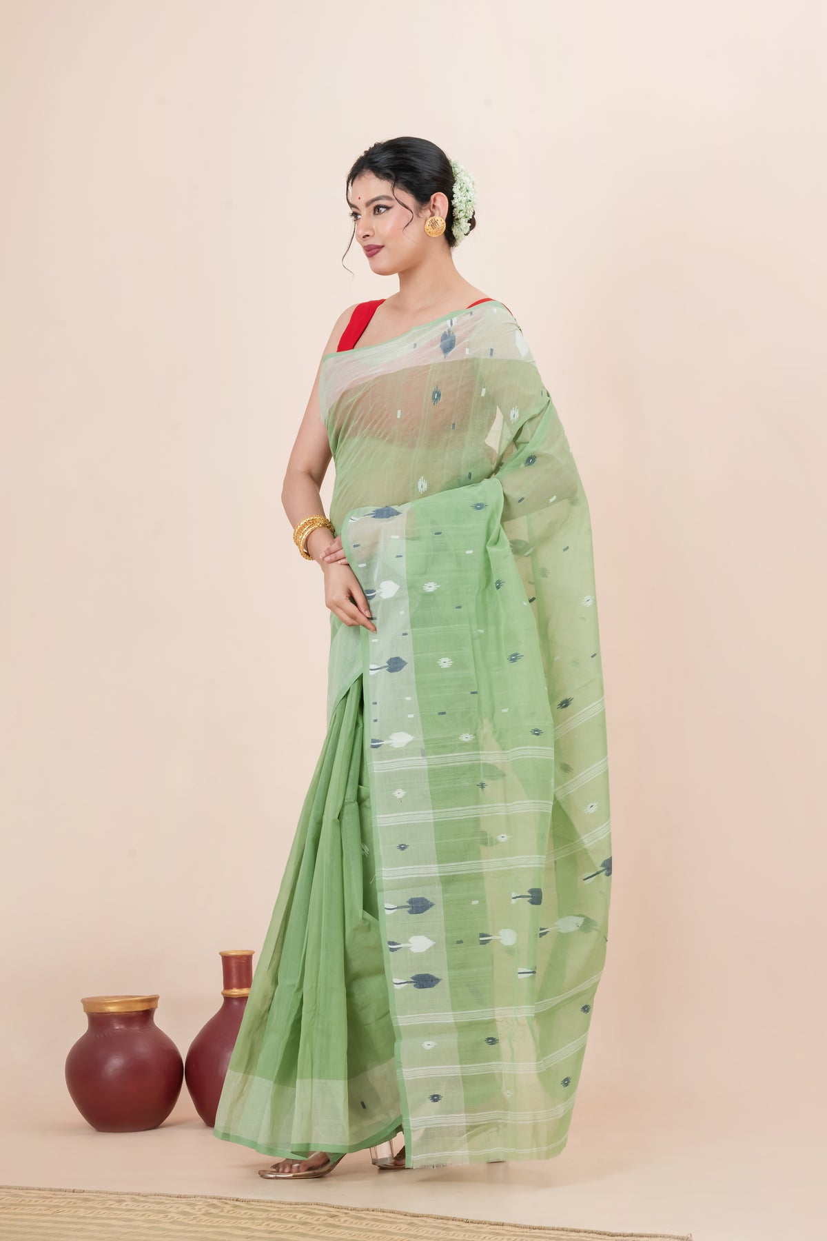 Light Green  Jamd  Saree