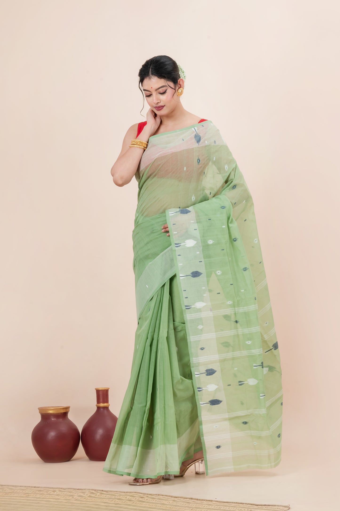 Light Green  Jamd  Saree