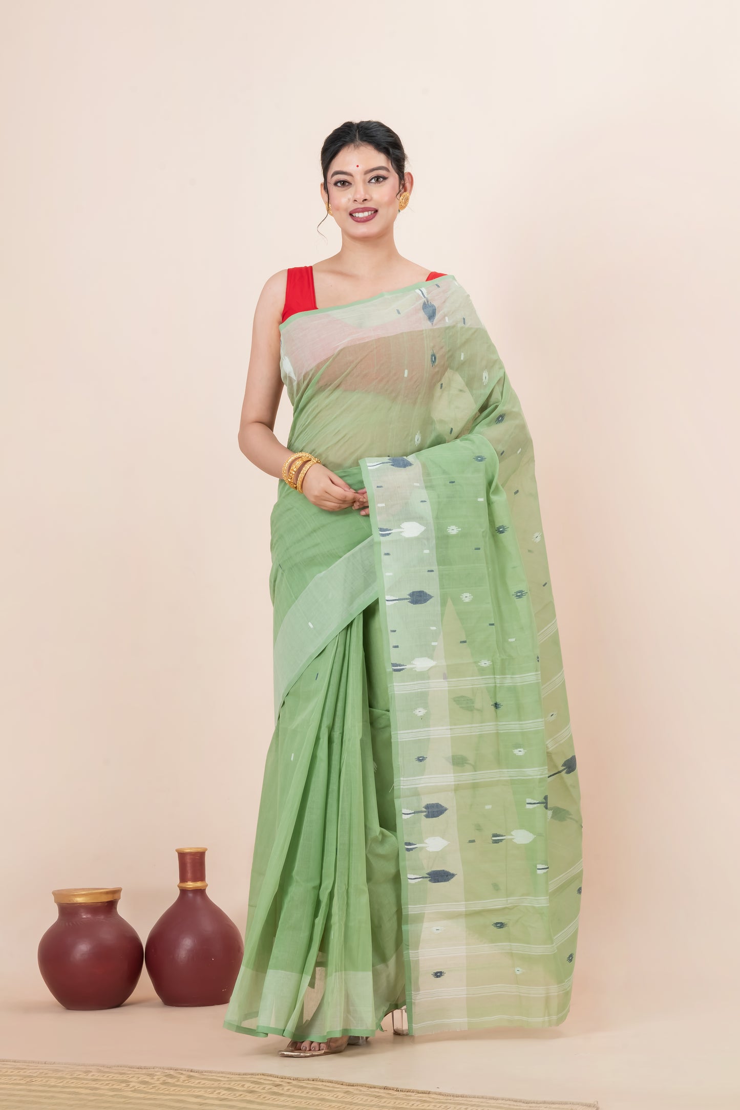 Light Green  Jamd  Saree