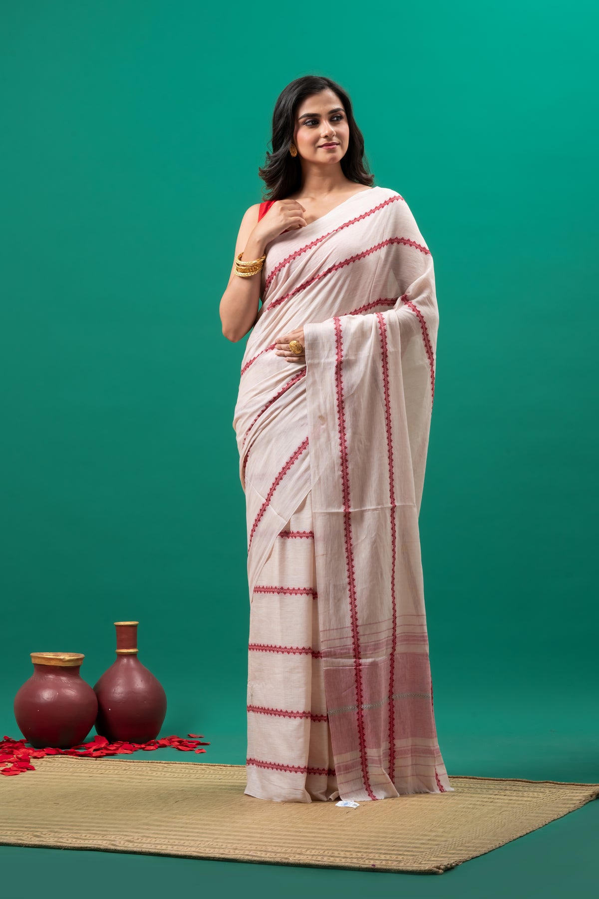 Sada Lal Pure Cotton Dhonekhali Saree