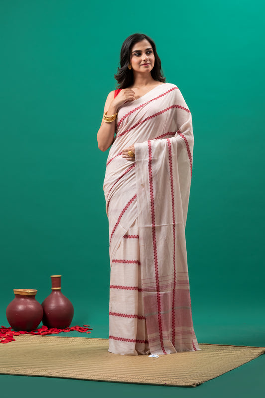 Sada Lal Pure Cotton Dhonekhali Saree