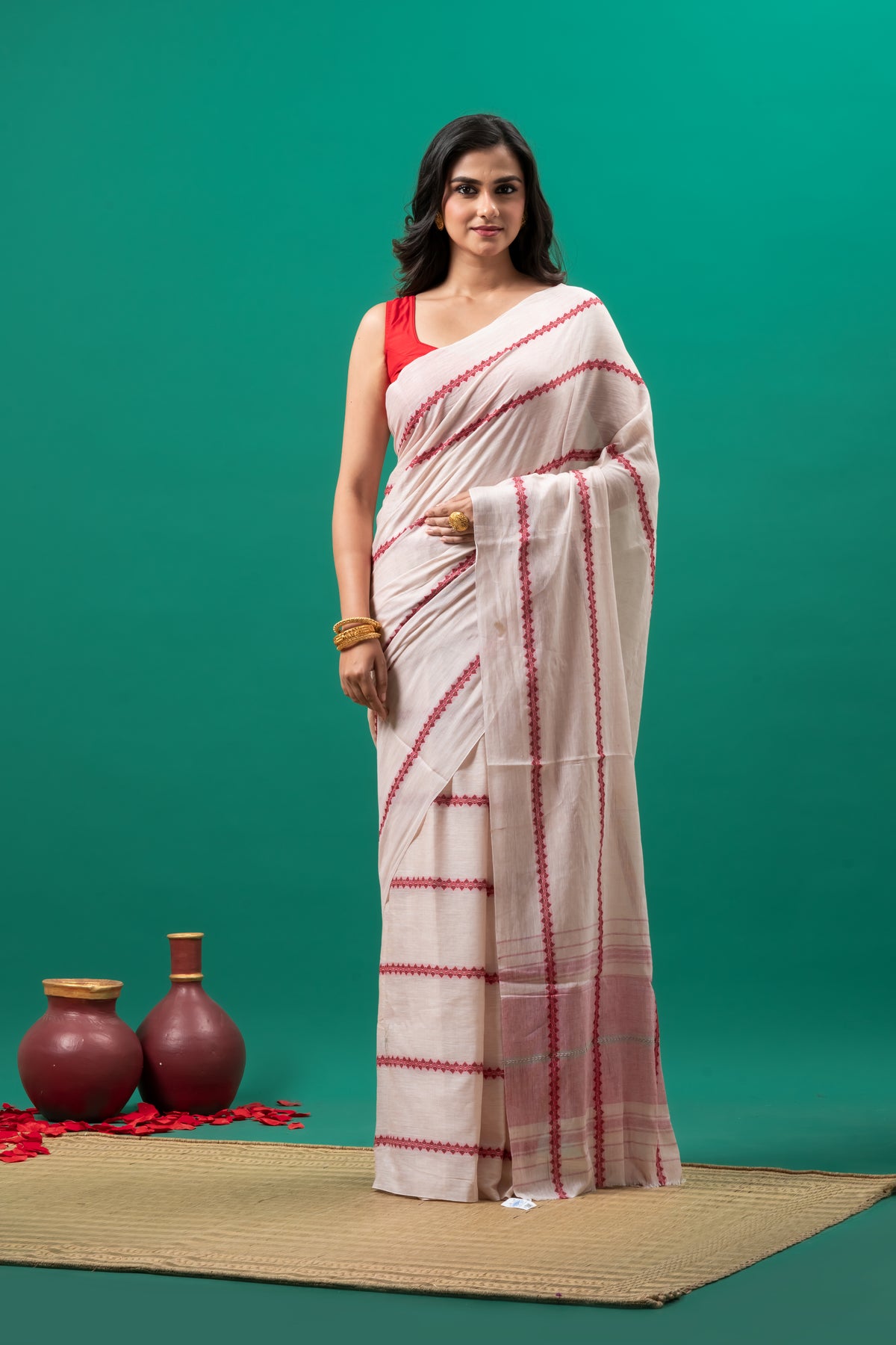 Sada Lal Pure Cotton Dhonekhali Saree