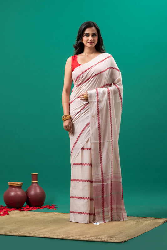 Sada Lal Pure Cotton Dhonekhali Saree