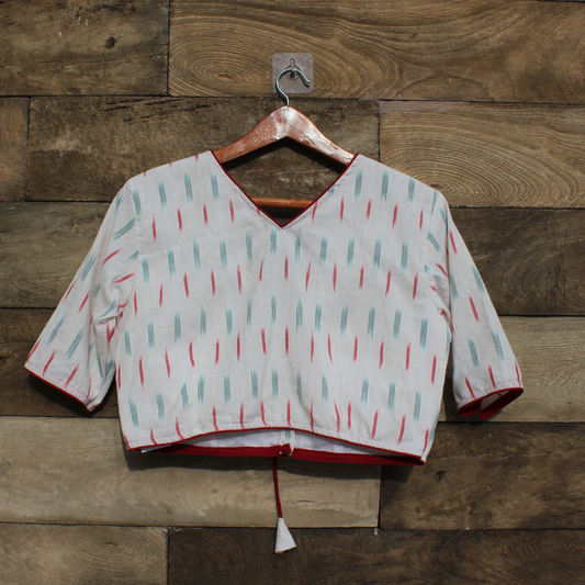 White ikkat Blouse