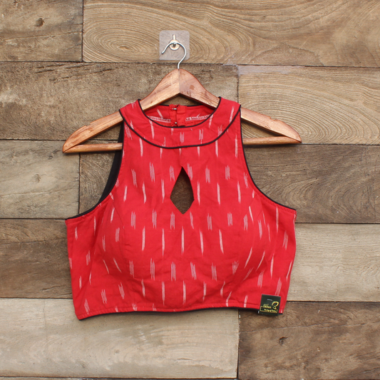 Red halter ikkat Blouse