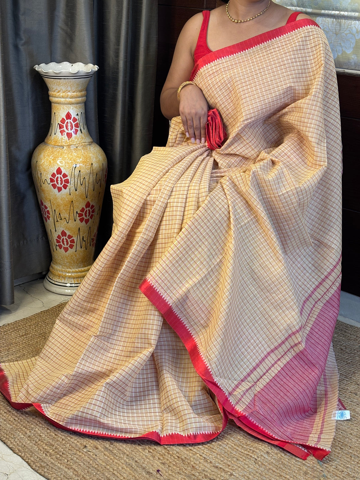 Dhonekhali Check Pure Cotton Saree
