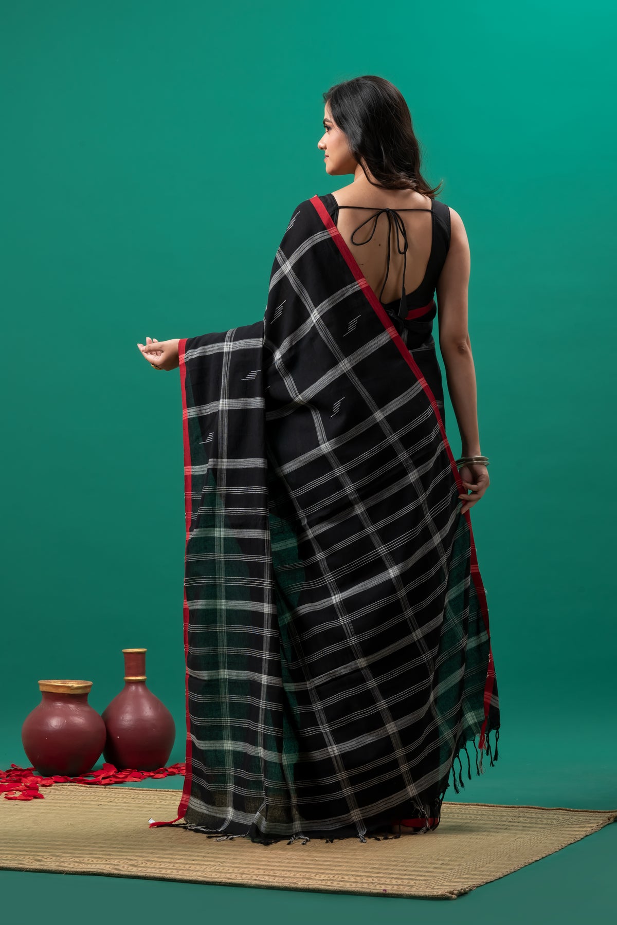 Organic Cotton Black jamdani Saree