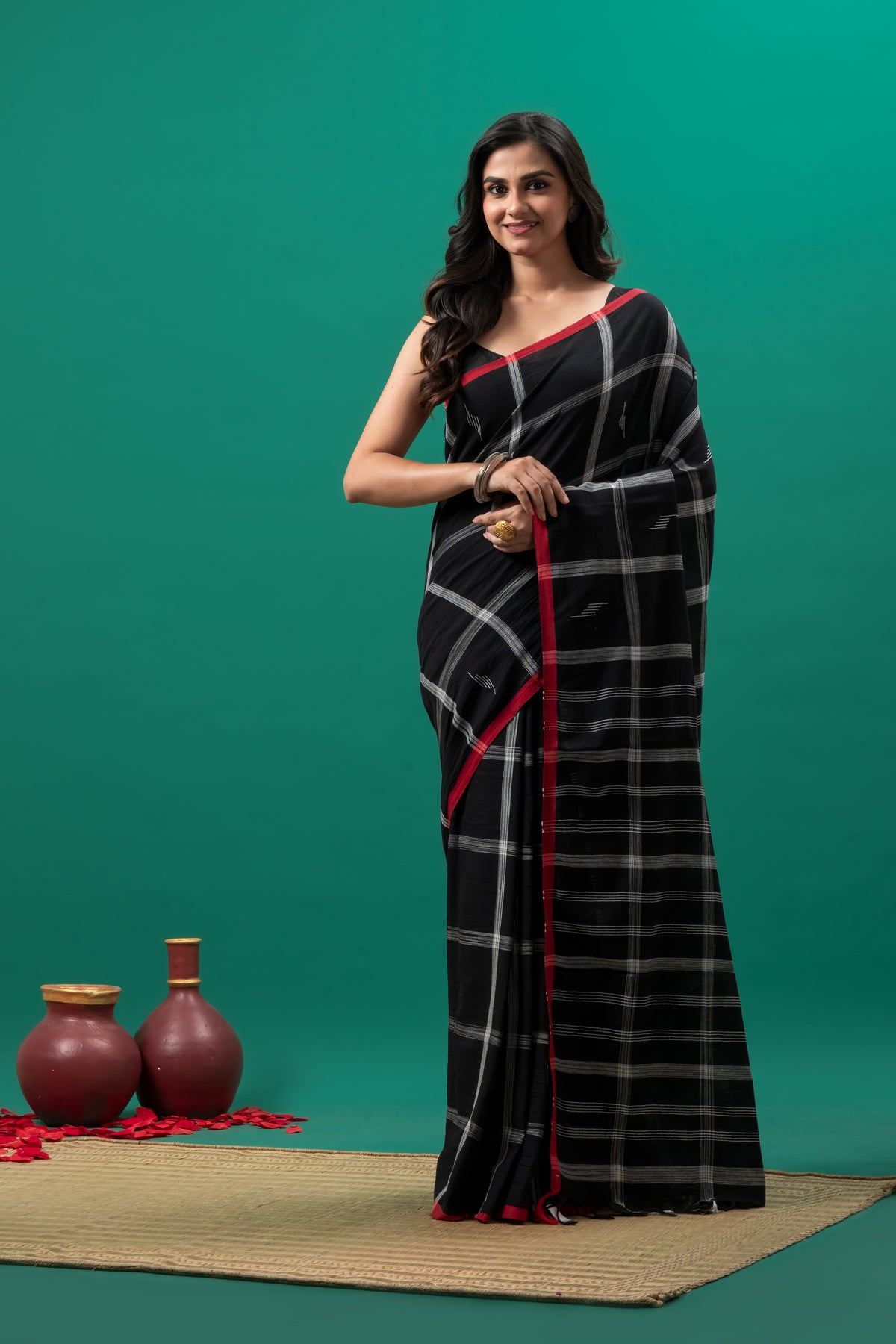 Organic Cotton Black jamdani Saree