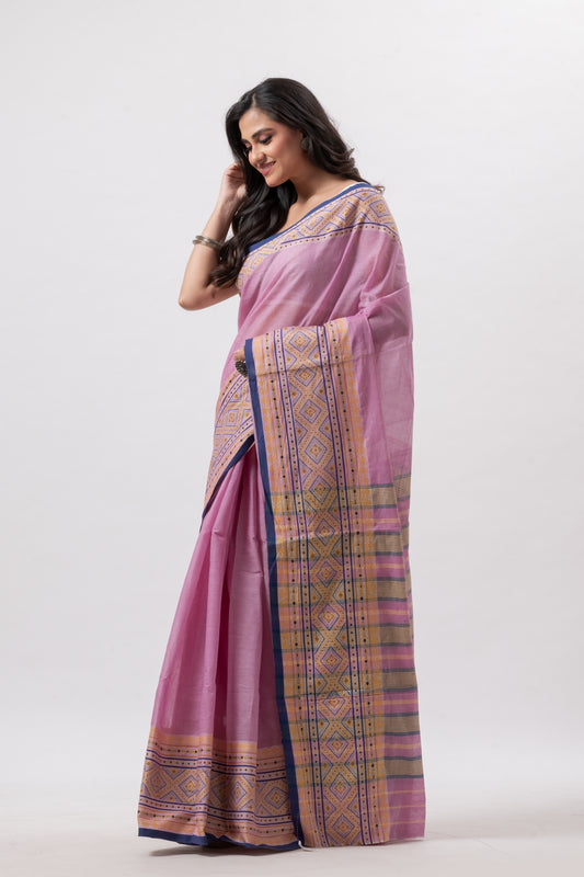 Pink Begumpuri Pure Cotton Handwoven Saree