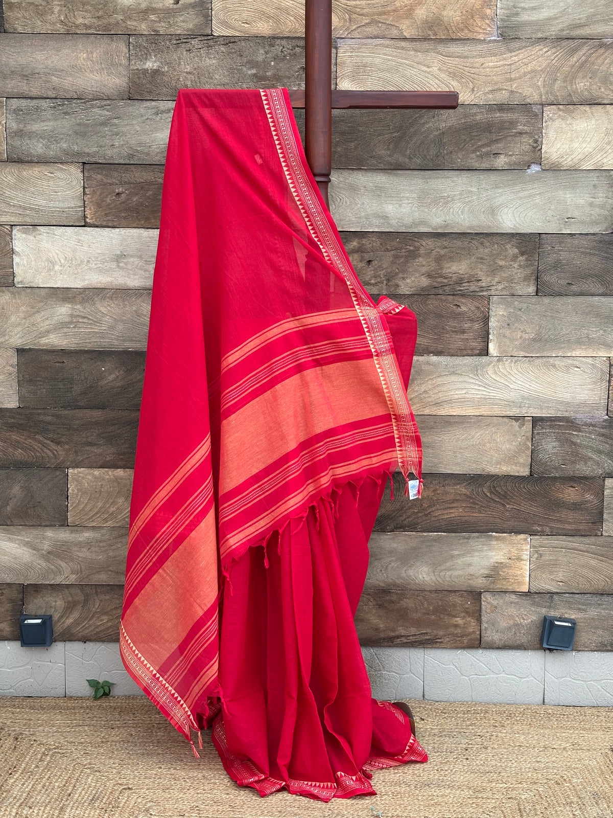 Vermillion Red Dhonekhali Saree