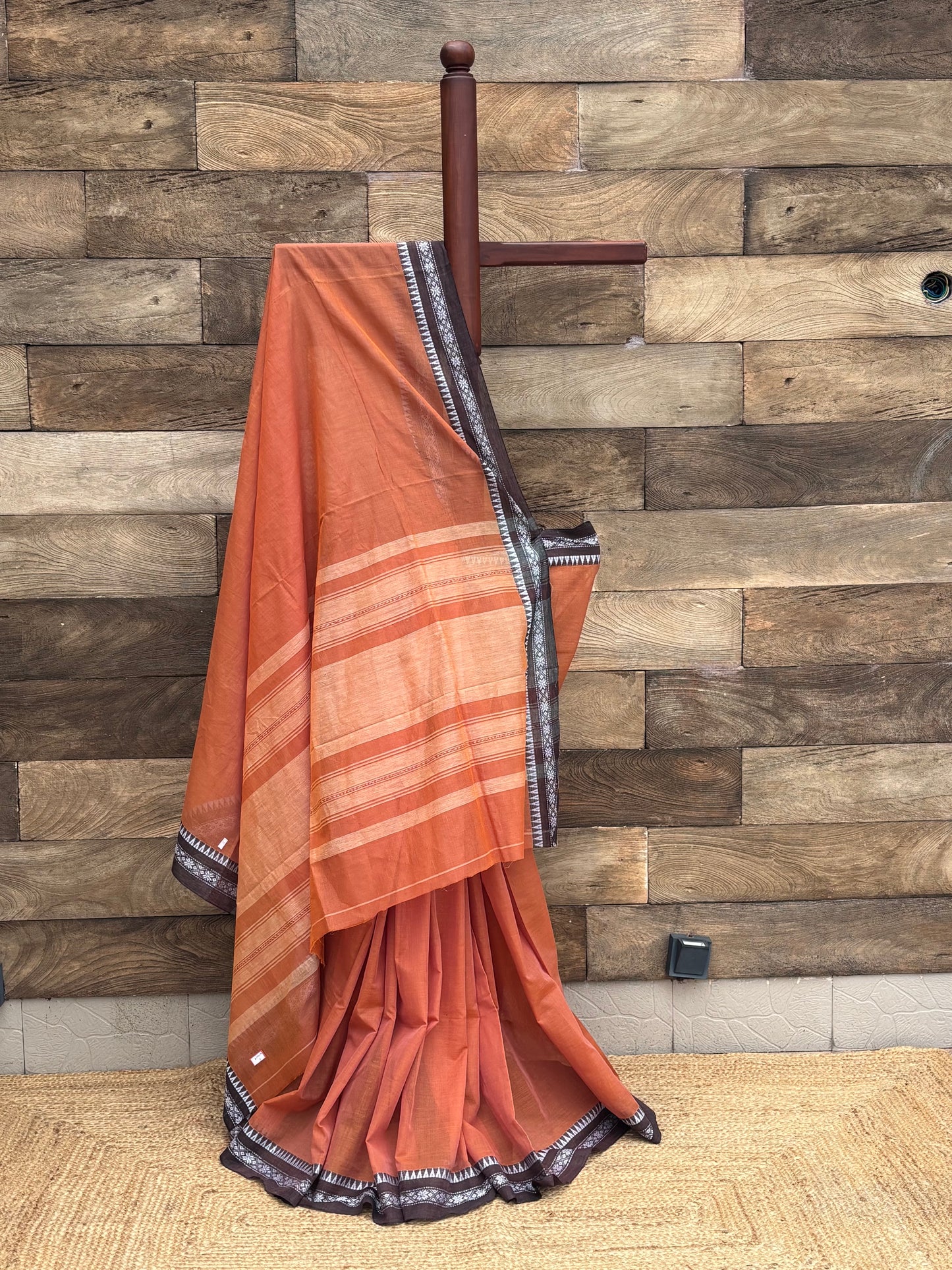 Rust - Dhonekhali Pure Cotton Saree
