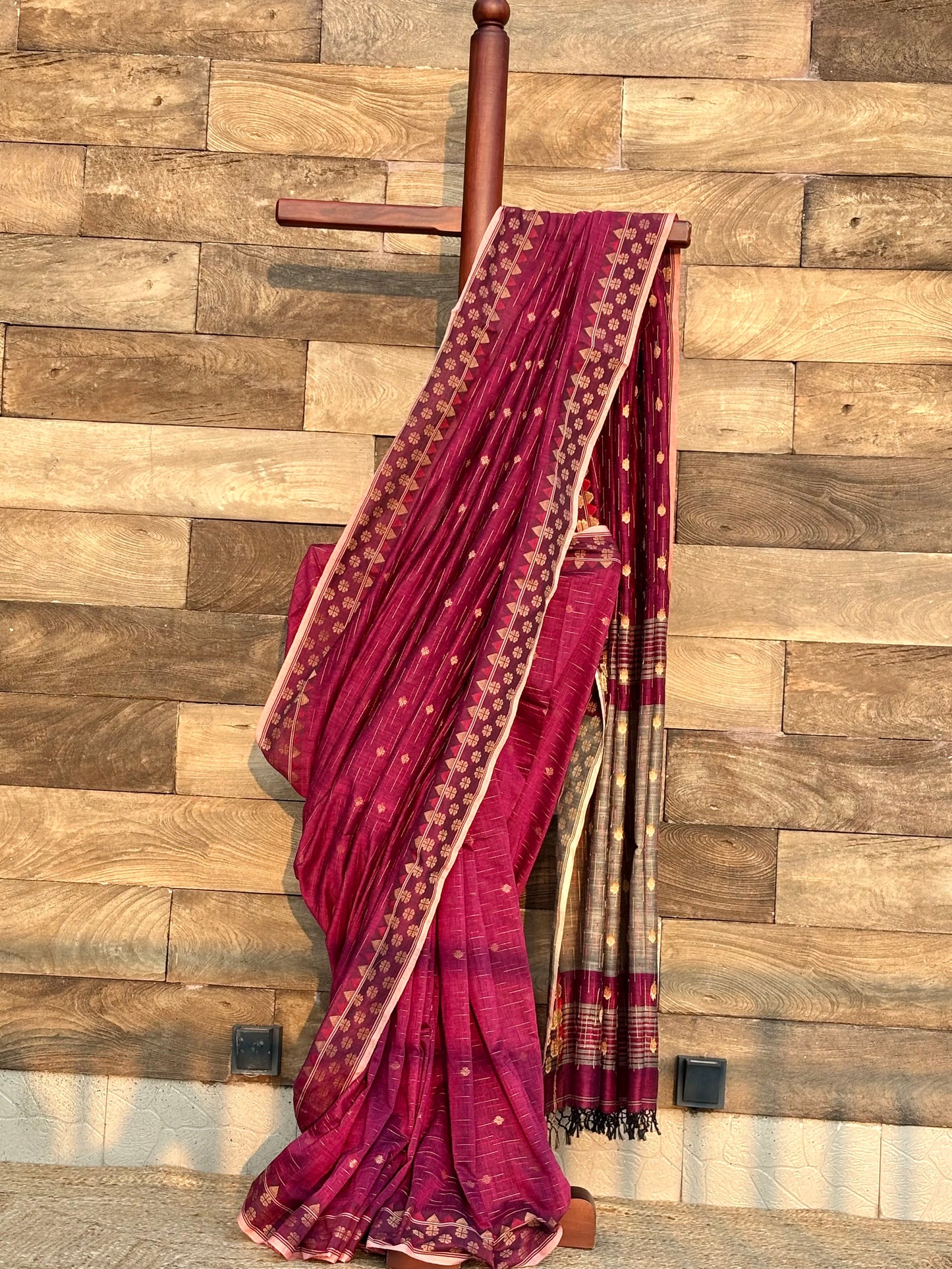 Maroon - Soft Cotton Saree