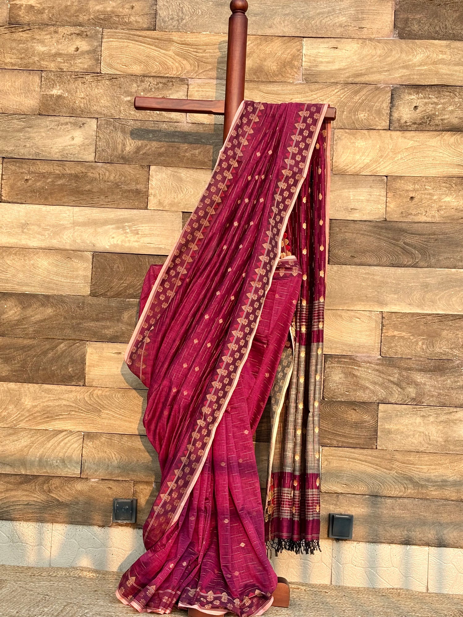 Maroon - Soft Cotton Saree