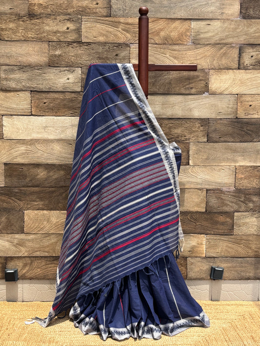 Blue Begumpuri Pure Cotton Handwoven Saree